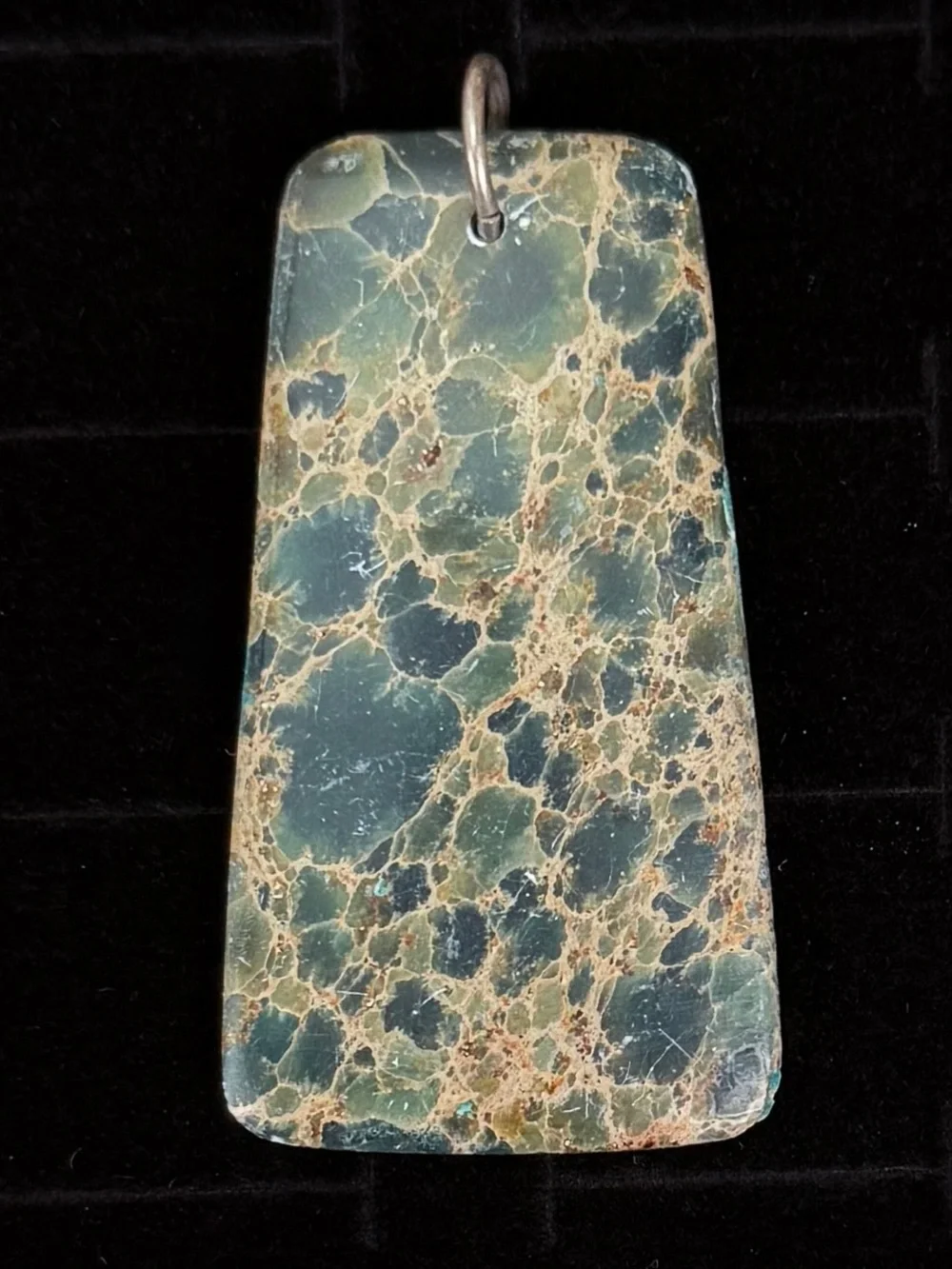 Vintage Green and Brown Jasper Stone Large Pendant